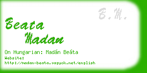 beata madan business card